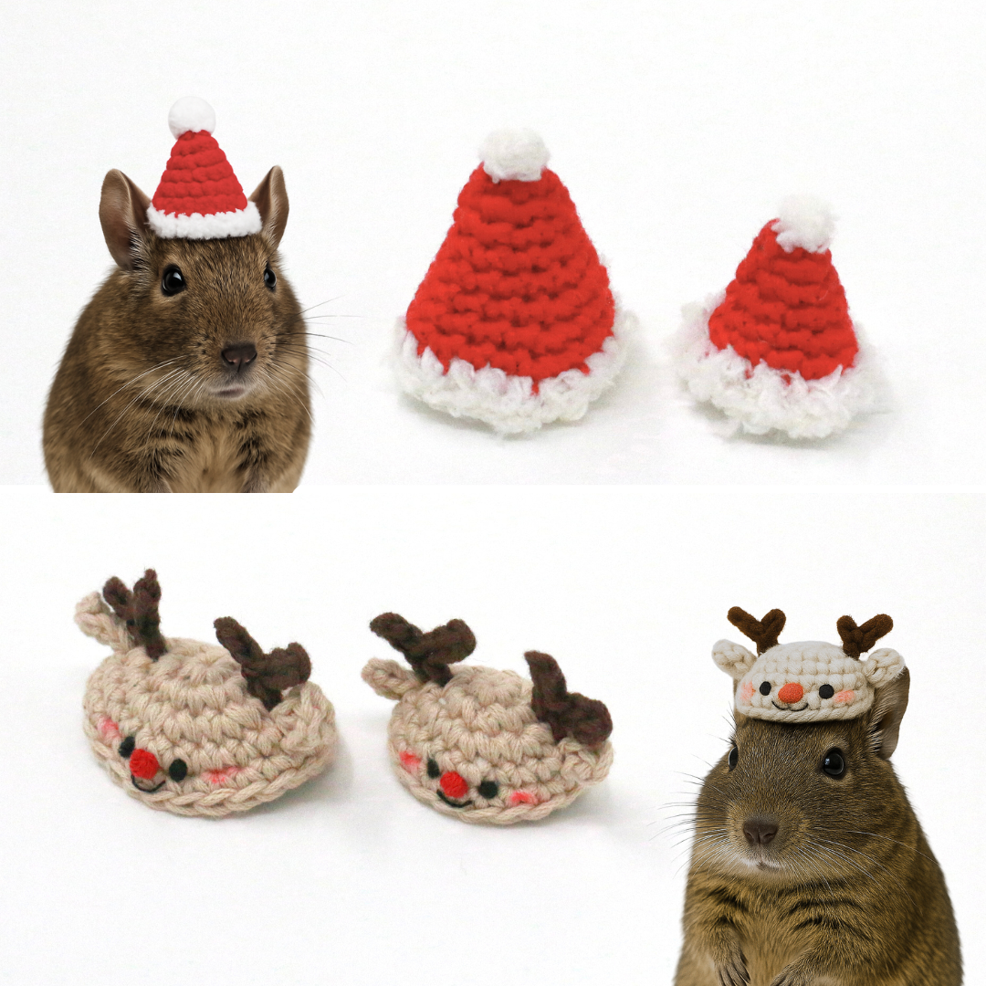 小動物用クリスマス帽子（サンタさん・トナカイさん）＜数量限定